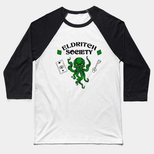 Eldritch Society Baseball T-Shirt by highcouncil@gehennagaming.com